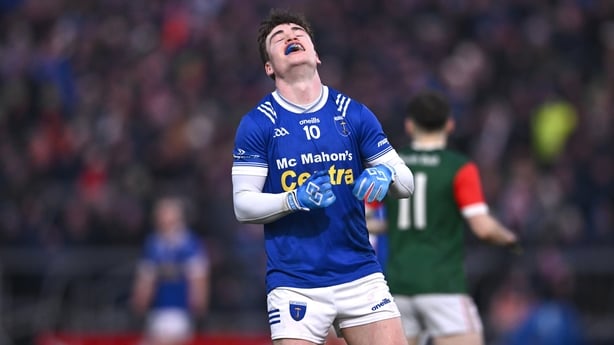 4 January 2026; Max Maguire of Scotstown reacts after a missed kick at a point during the AIB GAA Football All-Ireland Senior Club Championship semi-final match between between St Brigid's of Roscommon and Scotstown of Monaghan at Kingspan Breffni in Cavan. Photo by Ben McShane/Sportsfile