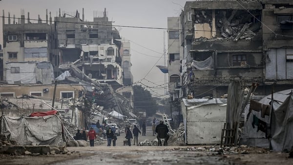A view of destruction as displaced Palestinians struggle to survive in makeshift tents near their destroyed homes