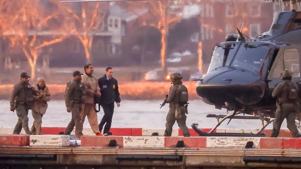 Nicolas Maduro arrives at the Wall Street heliport 