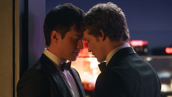 A tender moment in Heated Rivalry