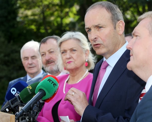 Micheal Martin with Senator Mary White at 2015 Fianna Fail think in