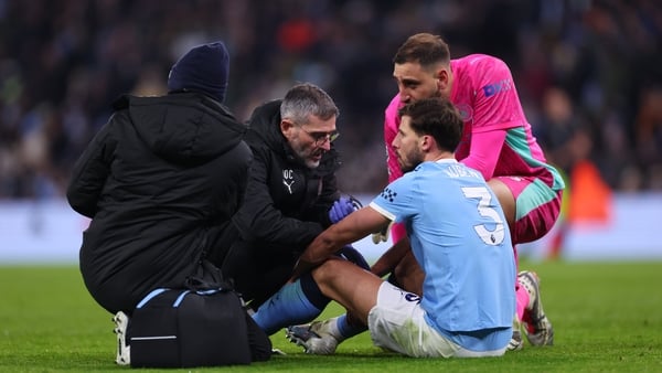Ruben Dias during the Premier League match between Manchester City and Chelsea at Etihad Stadium on January 4, 2026 in Manchester, England.