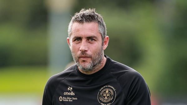 26 July 2025; Bohemians manager Alban Hysa during the All-Island Cup semi-final match between Bohemians and Shelbourne at Dalymount Park in Dublin. Photo by Thomas Flinkow/Sportsfile