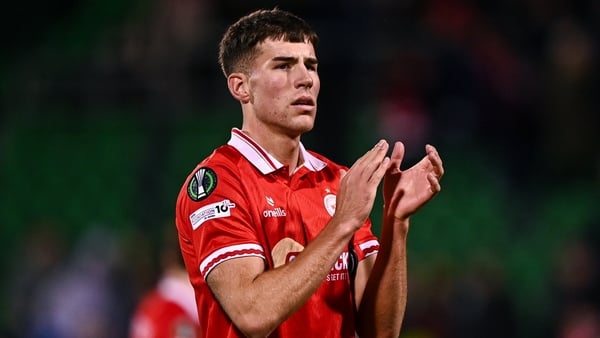 Lewis Temple of Shelbourne after the UEFA Conference League 2025/26 league phase match between Shelbourne and Crystal Palace at Tallaght Stadium in Dublin
