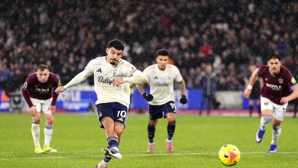 Nottingham Forest's Morgan Gibbs-White scores penalty against West Ham - Premier League, January 2026
