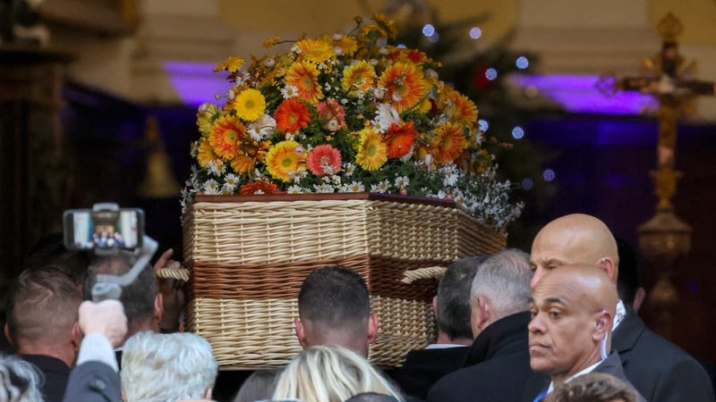 A day of commemorations began with a traditional Catholic service at the Notre-Dame de l'Assomption church, where Brigitte Bardot's wicker coffin was received by her long-estranged son, Nicolas-Jacques Charrier