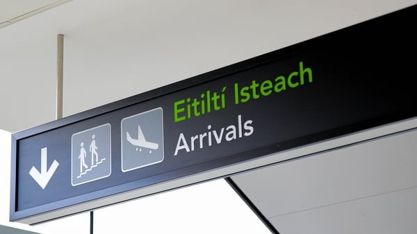 Arrivals sign at the airport, Dublin, Ireland