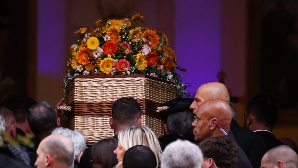 Brigitte Bardot's coffin is carried into Pall-bearers carry the coffin into Notre-Dame de l'Assomption church