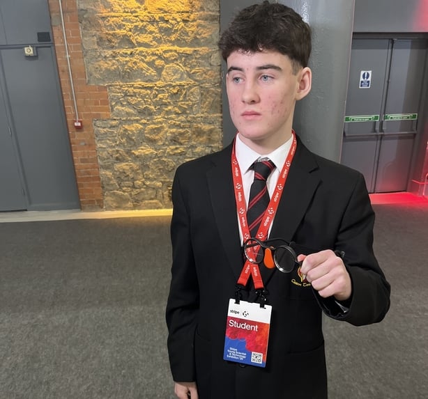 William Brosnan from Scoil Mhuire Kanturk, Co Cork with his 'Dementia Sheild' glasses