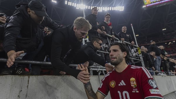 Dominik Szoboszlai of Hungary thanks the crowd for cheering after the FIFA 2026 World Cup Qualifiers match at Puskas Arena in Budapest, Hungary, on November 16, 2025.