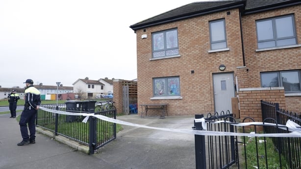 Gardaí at the scene in Cherry Orchard, Ballyfermot, where the body of a man in his 40s was found