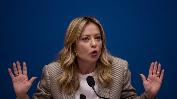 ROME, ITALY - JANUARY 9: Italian Prime Minister Giorgia Meloni speaks during the annual press conference on January 9, 2026 in Rome, Italy. (Photo by Antonio Masiello/Getty Images)