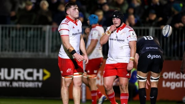 6 December 2025; Ruadhan Quinn of Munster reacts after his side's defeat in the Investec Champions Cup match between Bath and Munster at The Recreation Ground in Bath, England. Photo by Harry Murphy/Sportsfile