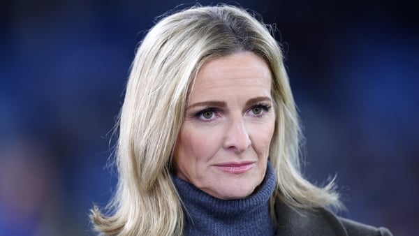 Gabby Logan pictured prior to the UEFA Champions League 2024/25 match between Manchester City and Feyenoord at City of Manchester Stadium on 28 November, 2024