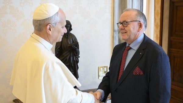 Séamus Boland meeting Pope Leo at the Vatican