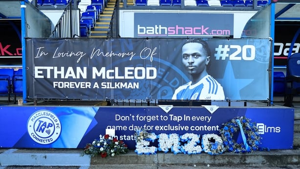 MACCLESFIELD, ENGLAND - JANUARY 10: A memorial to former Macclesfield player Ethan McLeod, who died recently, is seen before the Emirates FA Cup Third Round match between Macclesfield and Crystal Palace on January 10, 2026 in Macclesfield, England. (Photo by Simon Stacpoole/Offside/Offside via Getty