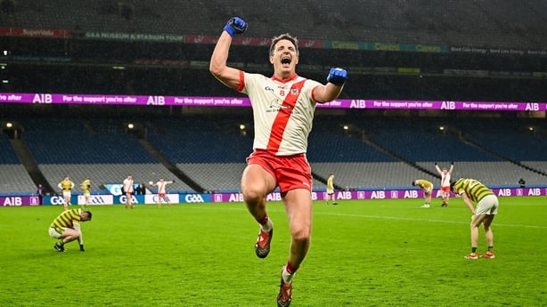 11 January 2026; Aidan Walsh of An Ghaeltacht celebrates after his side's victory in the AIB GAA Football Intermediate Club Championship final match between An Ghaeltacht of Kerry and Glenullin of Derry at Croke Park in Dublin. Photo by Piaras Ó Mídheach/Sportsfile 