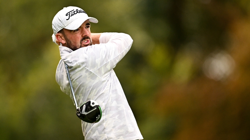 5 September 2025; Max Kennedy of Ireland watches his drive on the 11th tee box during day two of the Amgen Irish Open Golf Championship 2025 at The K Club in Straffan, Kildare. Photo by Ramsey Cardy/Sportsfile