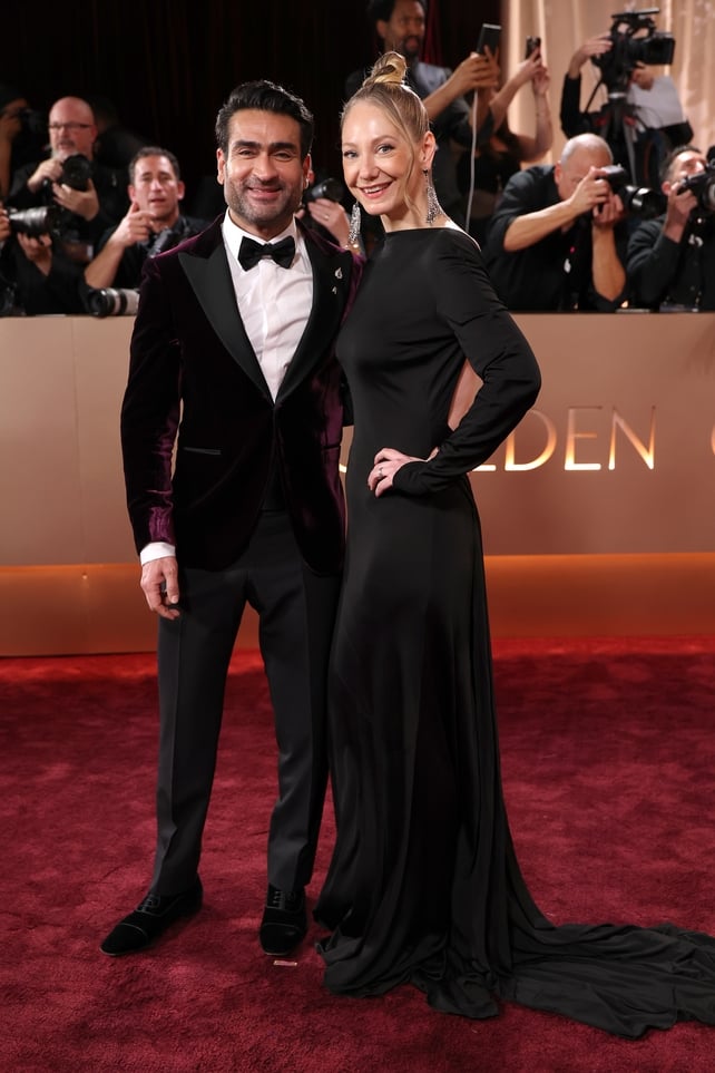 Kumail Nanjiani and Emily V Gordon attend the 83rd annual Golden Globe Awards at The Beverly Hilton