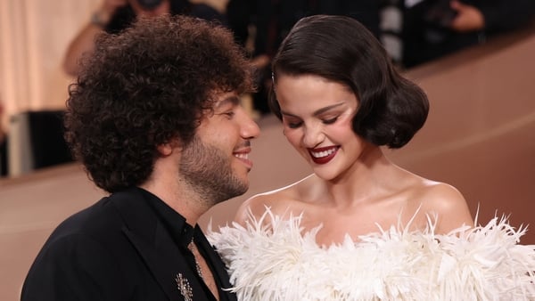 Selena Gomez and Benny Blanco attend the 83rd Annual Golden Globe Awards