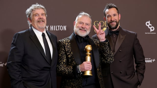 John Wells, R. Scott Gemmill, and Noah Wyle, winners of the Best Television Series - Drama award for The Pitt,
