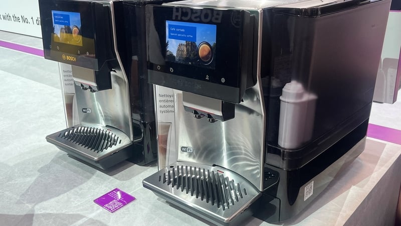 Picture of two high tech coffee machines at CES in Las Vegas