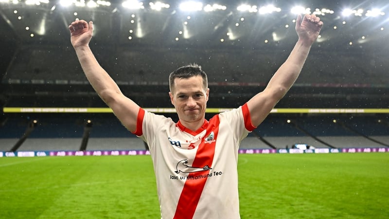 Pádraig Ó Sé of An Ghaeltacht celebrates after his side's victory in the AIB GAA Football Intermediate Club Championship final match between An Ghaeltacht of Kerry and Glenullin of Derry at Croke Park in Dublin.