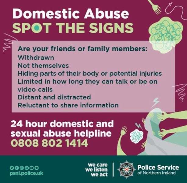 PSNI information on how to spot the signs of domestic abuse