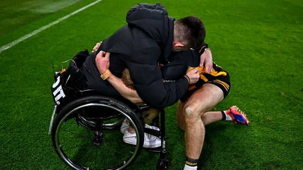 Kilbrittain captain Philip Wall celebrates with his brother Jamie after his side's victory in the AIB GAA Hurling All-Ireland Junior Club Championship final between Easkey of Sligo and Kilbrittain of Cork at Croke Park in Dublin