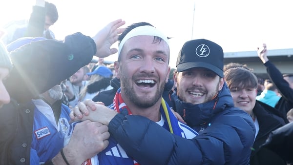 MACCLESFIELD, ENGLAND - JANUARY 10: Paul Dawson of Macclesfield celebrates with supporters after victory in the Emirates FA Cup Third Round match between Macclesfield and Crystal Palace on January 10, 2026 in Macclesfield, England. (Photo by Alex Livesey