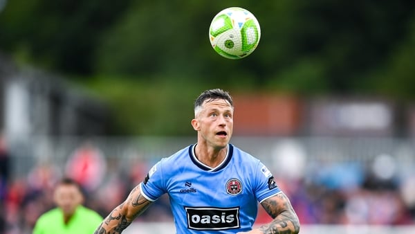 4 July 2025; Rob Cornwall of Bohemians during the SSE Airtricity Men's Premier Division match between St Patrick's Athletic and Bohemians at Richmond Park in Dublin. Photo by Stephen McCarthy/Sportsfile