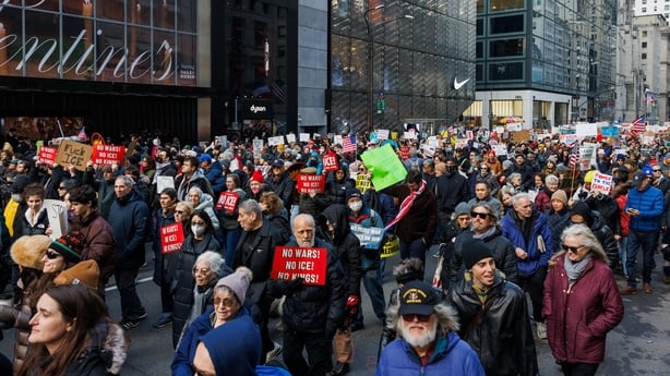 Thousands of people participate in a 'No Wars, No Kings, No ICE' protest in New York