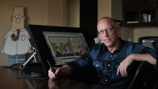 Scott Adams, cartoonist and author and creator of Dilbert, poses for a portrait in his home office on 6 January, 2014 in Pleasanton, California