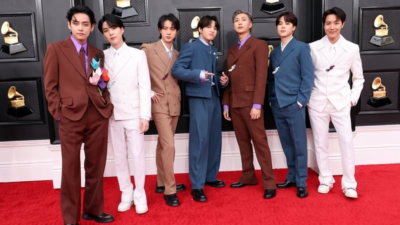 BTS (pictured at the Grammys in Las Vegas in April 2022) have not toured or released music since 2022, as they underwent the national military service required of all South Korean men under the age of 30
