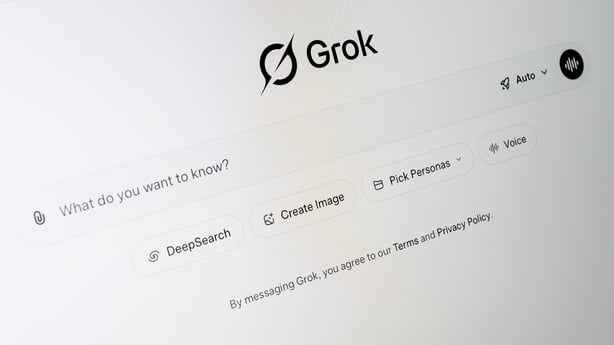The prompt screen from the Grok AI app is displayed on an iPad