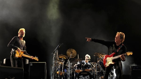 (L-R) The Police - Sting, Stewart Copeland, and Andy Summers - perform at the Isle of Wight Festival on 15 June 2008