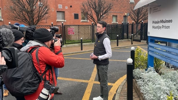 Enoch Burke speaking to media outside Mountjoy Prison