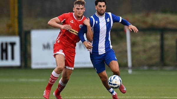 Odhran Casey of Cliftonville battles for possession with Pablo Rodriguez of St Joseph's during the UEFA Europa Conference First Qualifying Round Second Leg match between Cliftonville and St Joseph's at Solitude on July 17, 2025 in Belfast, Northern Irelan