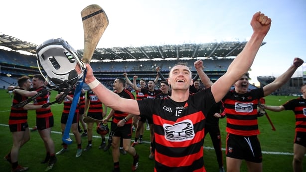 12 February 2022; Pauric Mahony of Ballygunner celebrates after the AIB GAA Hurling All-Ireland Senior Club Championship Final match between Ballygunner, Waterford, and Shamrocks, Kilkenny, at Croke Park in Dublin. Photo by Stephen McCarthy/Sportsfile