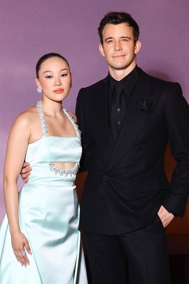  Yerin Ha and Luke Thompson attend the "Bridgerton" Season 4 Paris World Premiere