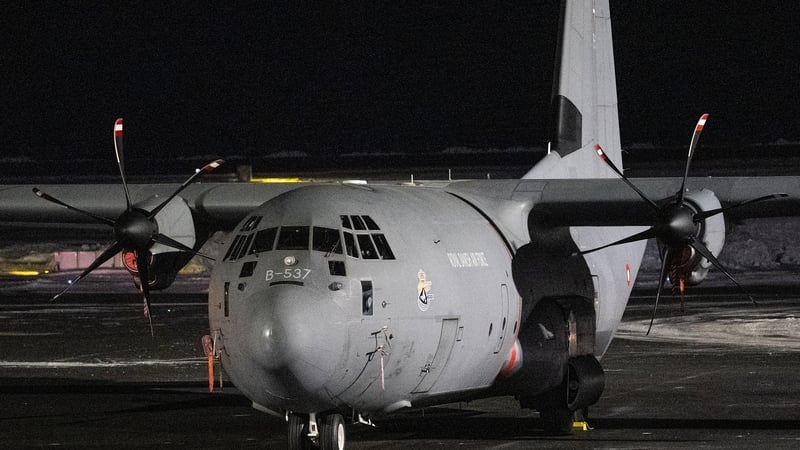 A Danish Air Force Lockheed C-130J Super Hercules parked on the tarmak at Nuuk international airport