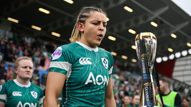 22 March 2025; Erin King of Ireland before the Women's Six Nations Rugby Championship match between Ireland and France at Kingspan Stadium in Belfast. Photo by Ramsey Cardy/Sportsfile