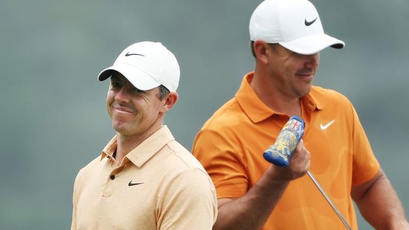 Rory McIlroy (l) and Brooks Koepka pictured ahead of the 2023 Masters