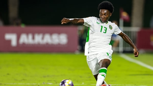 18 November 2025; Ade Solanke of Republic of Ireland during the 2025 FIFA U-17 World Cup Round of 16 match between Switzerland and Republic of Ireland at Aspire Zone in Doha, Qatar. Photo by Nikola Krstic/Sportsfile