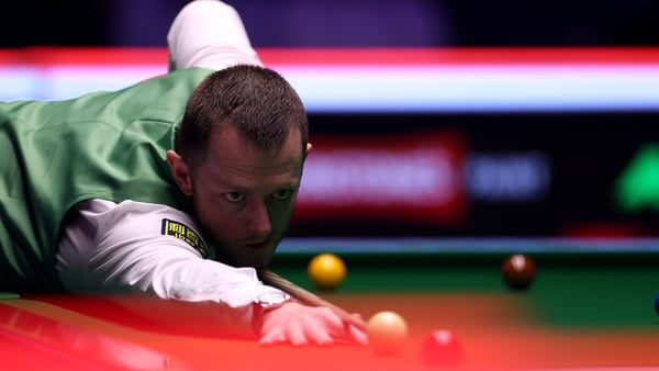 LONDON, ENGLAND - JANUARY 15: Mark Allen of Northern Ireland in action during his quarter final match against Judd Trump of England on day five of the Johnstone's Paint Masters at Alexandra Palace on January 15, 2026 in London, England. (Photo by Warren L