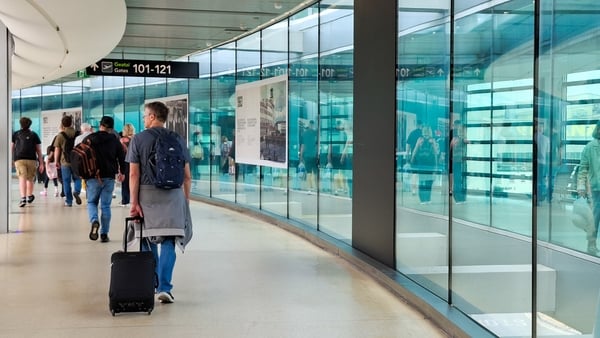 Passengers walking through the airport, Dublin, Ireland, July 16th 2025