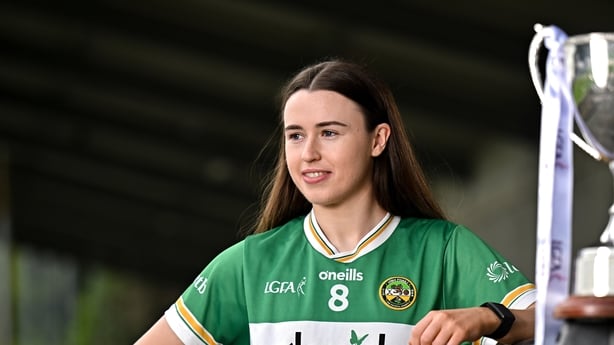 Michele Mann of Offaly poses for a portrait at the launch of the TG4 Leinster LGFA Championships at Parnell Park in Dublin.