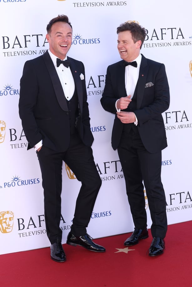 LONDON, ENGLAND - MAY 11: Ant McPartlin and Declan Donnelly aka Ant and Dec attend the 2025 BAFTA Television Awards with P&O Cruises at The Royal Festival Hall on May 11, 2025 in London, England. (Photo by Lia Toby/Getty Images)
