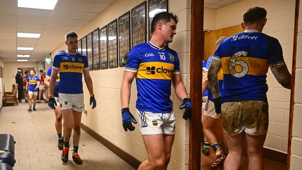 6 January 2026; Cathal Deeley of Tipperary, 10, makes his way to the dressing room at half-time during the McGrath Cup match between Tipperary and Cork at Cappawhite GAA Club in Tipperary. Photo by Piaras Ó Mídheach/Sportsfile