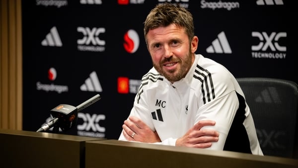 Head Coach Michael Carrick of Manchester United speaks during a press conference at Carrington Training Ground on January 16, 2026 in Manchester, England.